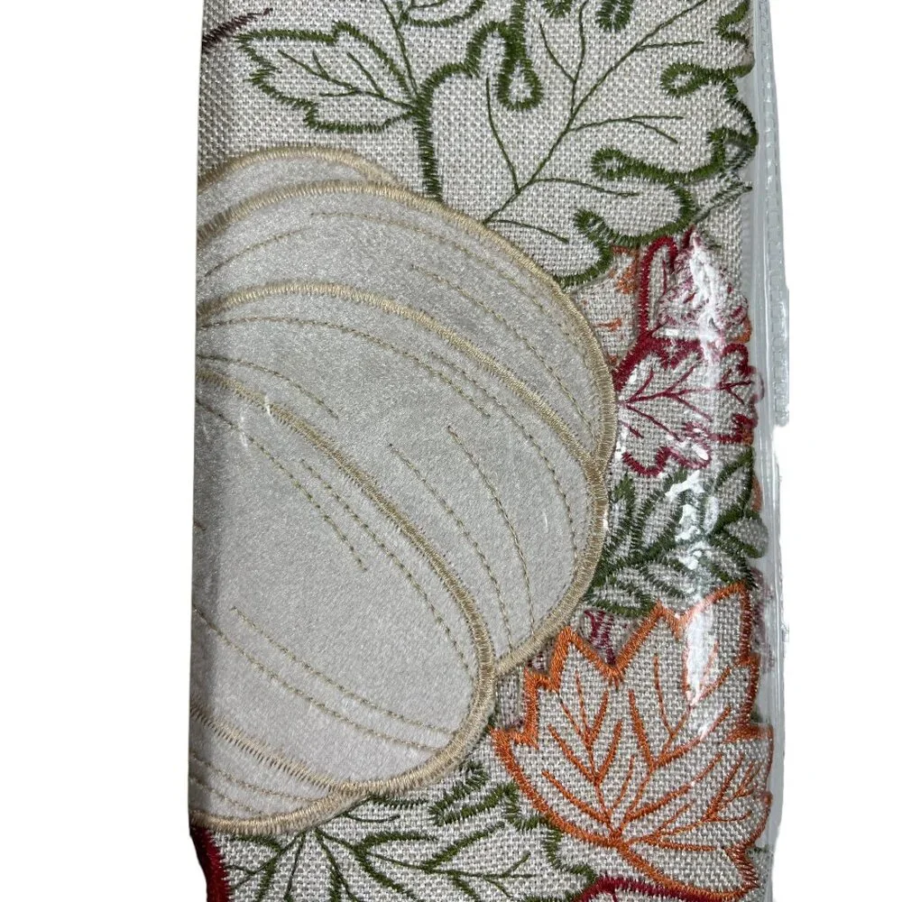 Elrene Fall Pumpkin Foliage Cutwork Embroidered Tablecloth 60 in x 102 in Oblong